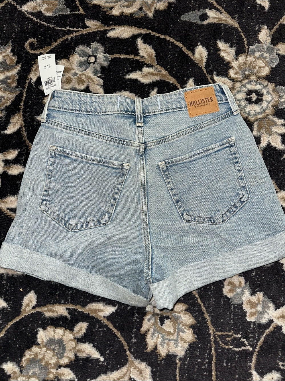 Hollister Light Blue High-Rise Cuffed Denim Shorts